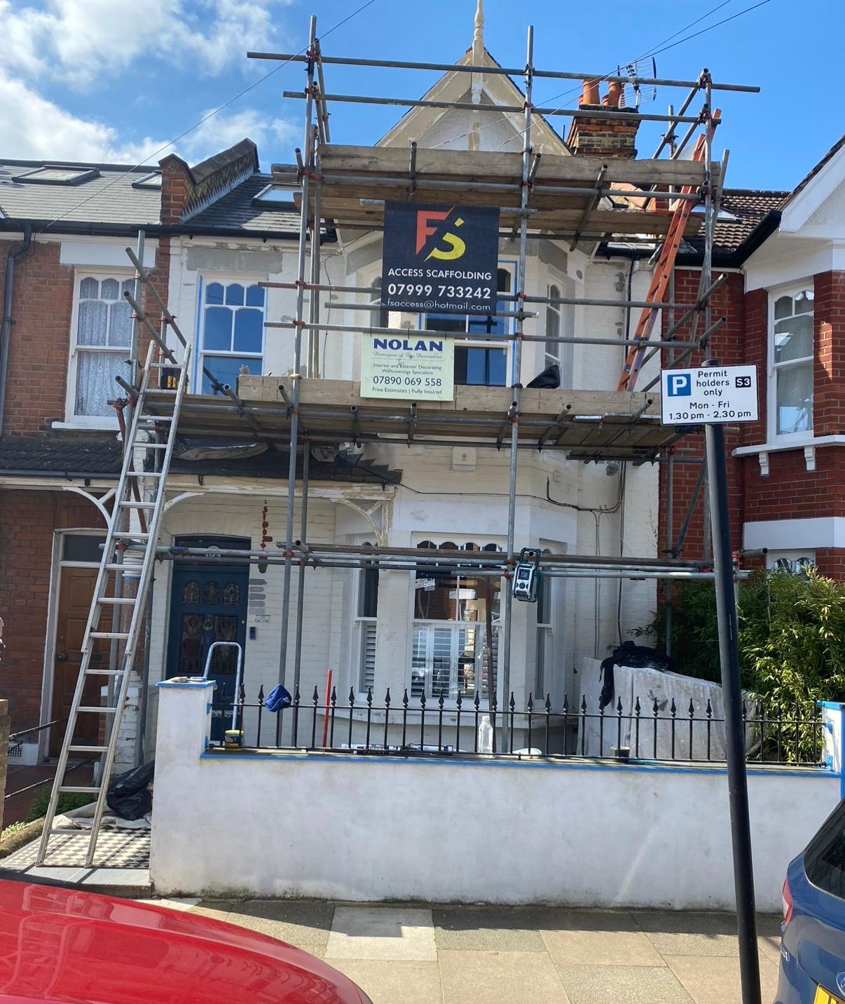 Property exterior before scaffold painting work